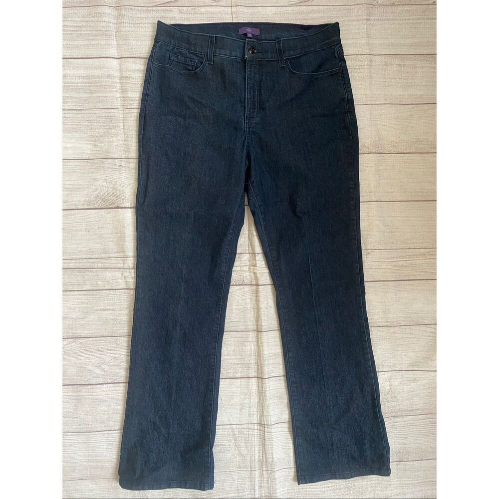 Nydj women 14 cotton blend jeans tuck & lift technology dark blue